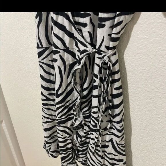 ZARA Wrap Dress Animal Zebra Print Black & White xs - Picture 5 of 8